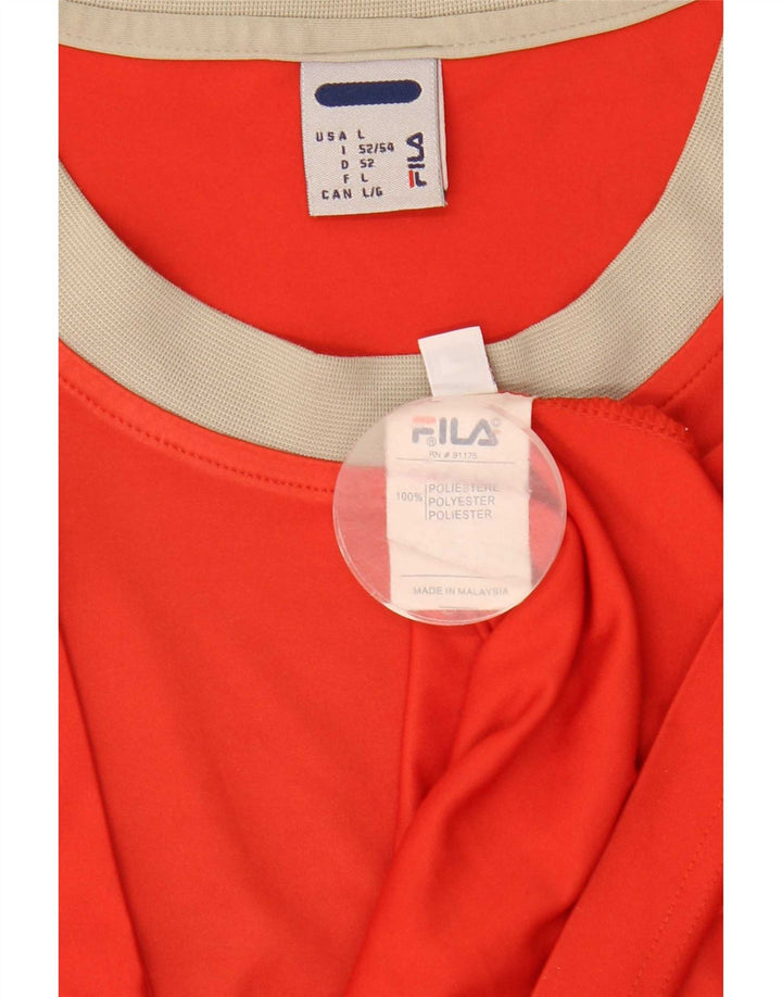 Fila Herre T-Shirt Top IT 52/54 Stor Rød Colourblock Polyester