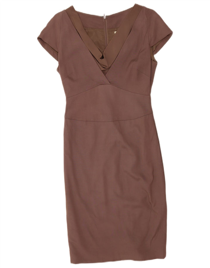 Reiss Womens Sheath Dress UK 8 Small Brown Viscose