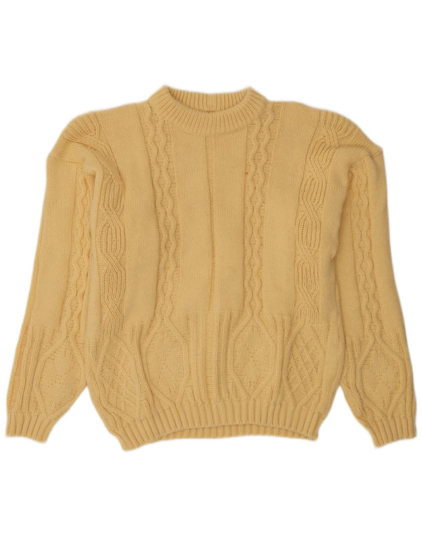 Vintage herre sweater med rund hals, stor gul