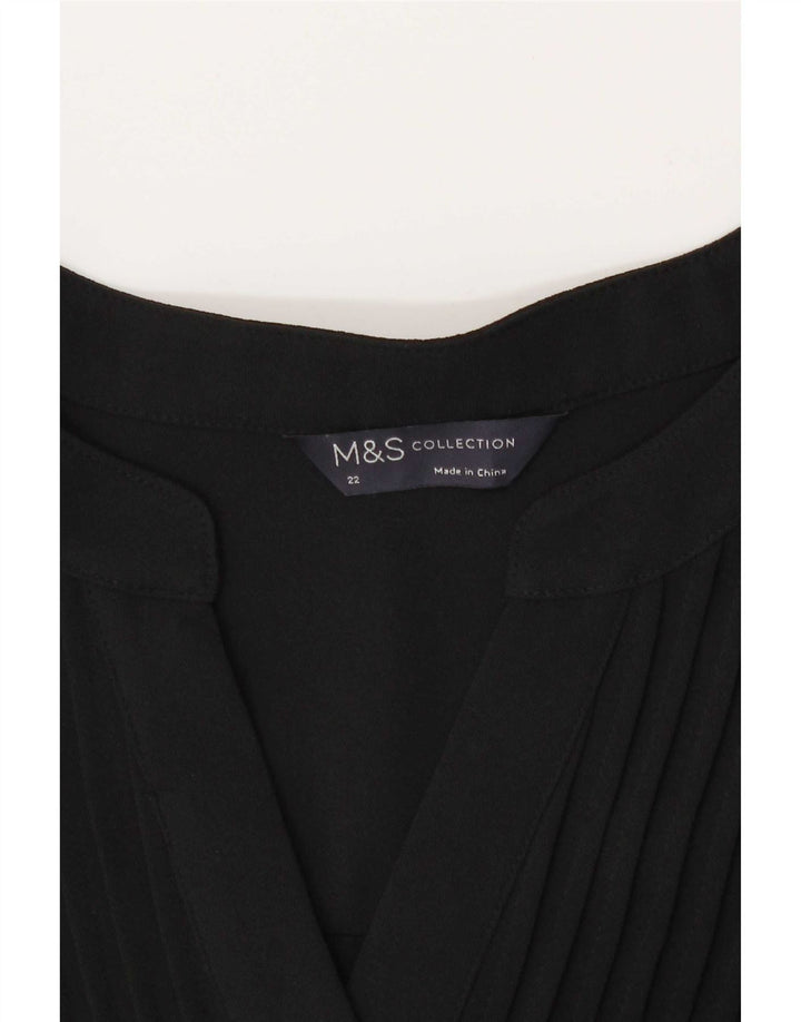 Marks & Spencer Langærmet tunikatop til kvinder DK 22 3XL Sort Polyester