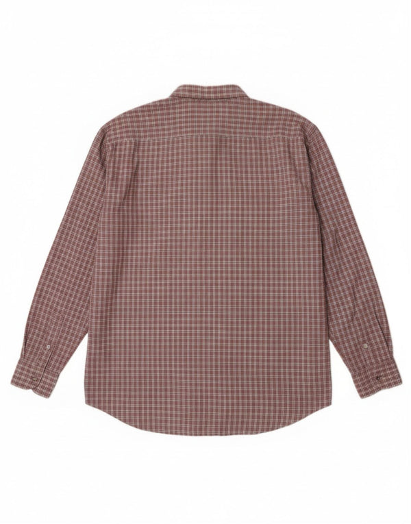 Harmont & Blaine Herre Narrow Fit skjorte 3XL Bourgogne ternet bomuld