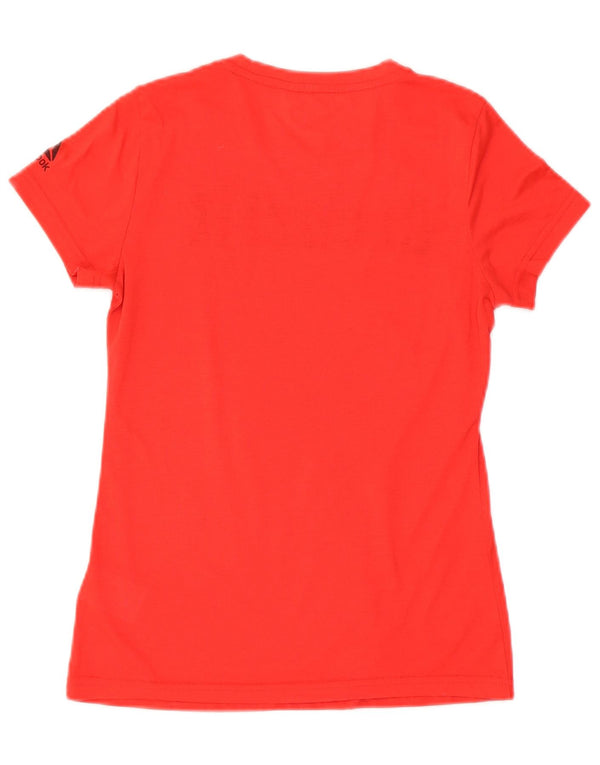 Reebok Womens Speed Wick grafisk T-shirt top UK 8/10 Lille rød polyester
