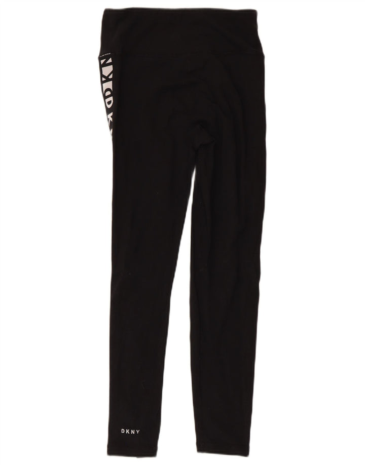 Dkny Womens Grafiske Leggings UK 4 XS Sort Bomuld
