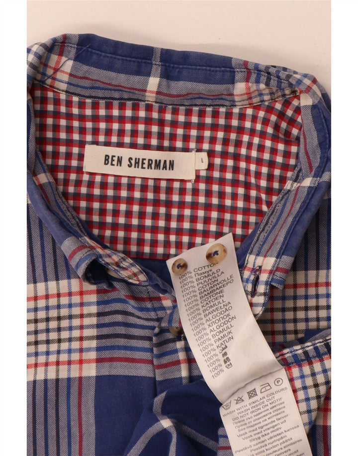 Ben Sherman herreskjorte stor marineblå ternet bomuld