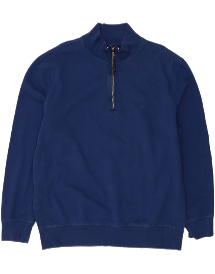 NAUTICA Mens Zip Neck Sweatshirt Jumper XL Blue Cotton Vintage Nautica and Second-Hand Nautica from Messina Hembry 