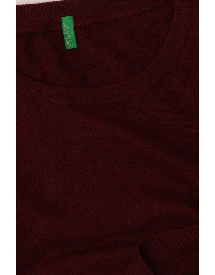 BENETTON Mens Crew Neck Jumper Sweater Medium Burgundy Vintage Benetton and Second-Hand Benetton from Messina Hembry 