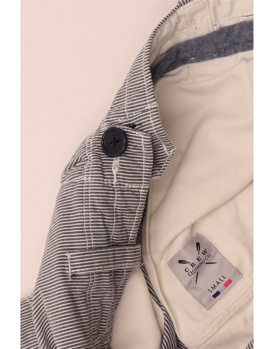 Besætningstøj Herre Cargo Shorts Små W29 Grå nålestribet bomuld
