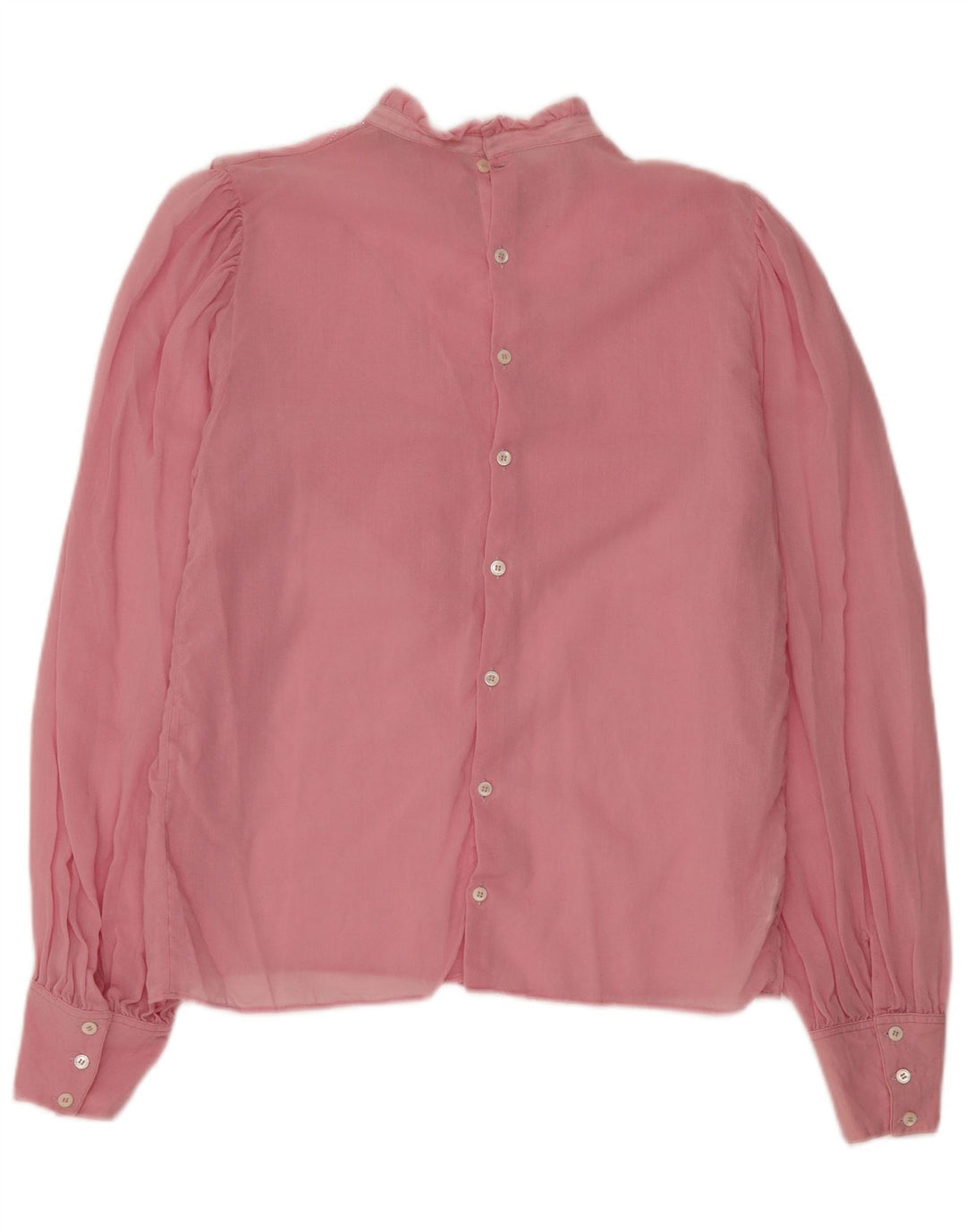 Vintage Dame Langærmet Bluse Top UK 14 Medium Pink Uld