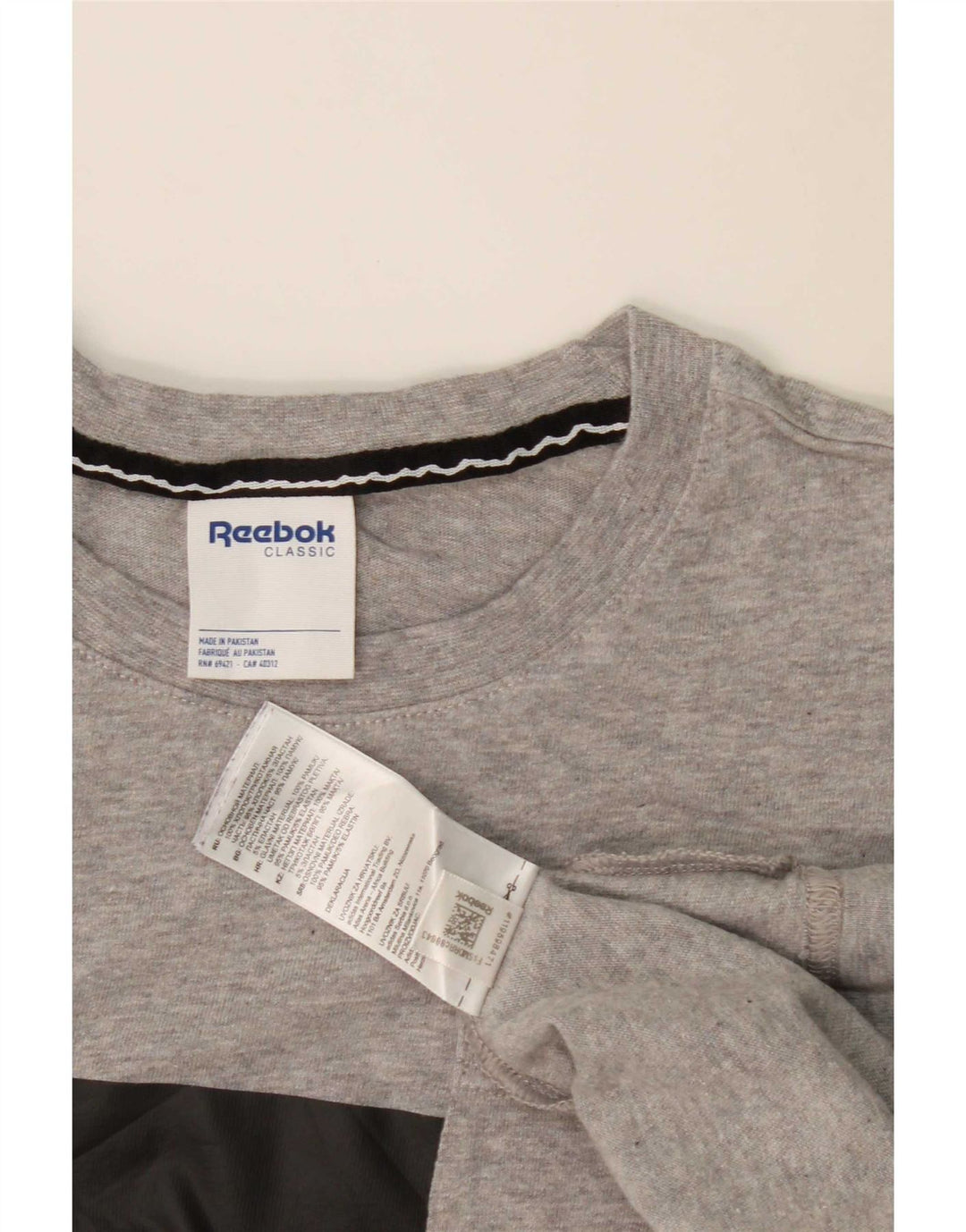 Reebok Herre T-Shirt Top Stor Grå Colourblock Bomuld