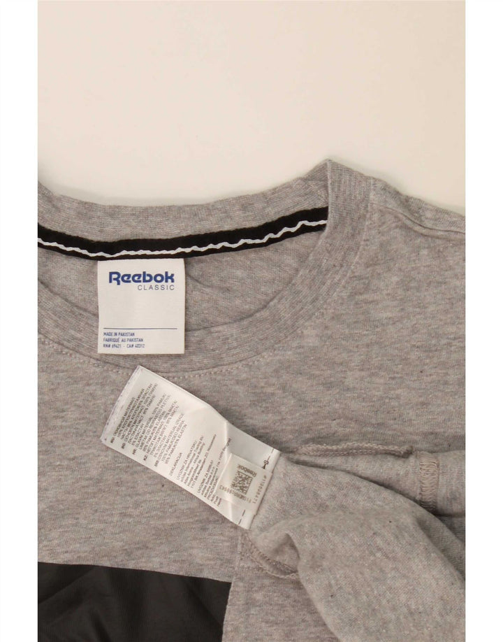 Reebok Herre T-Shirt Top Stor Grå Colourblock Bomuld