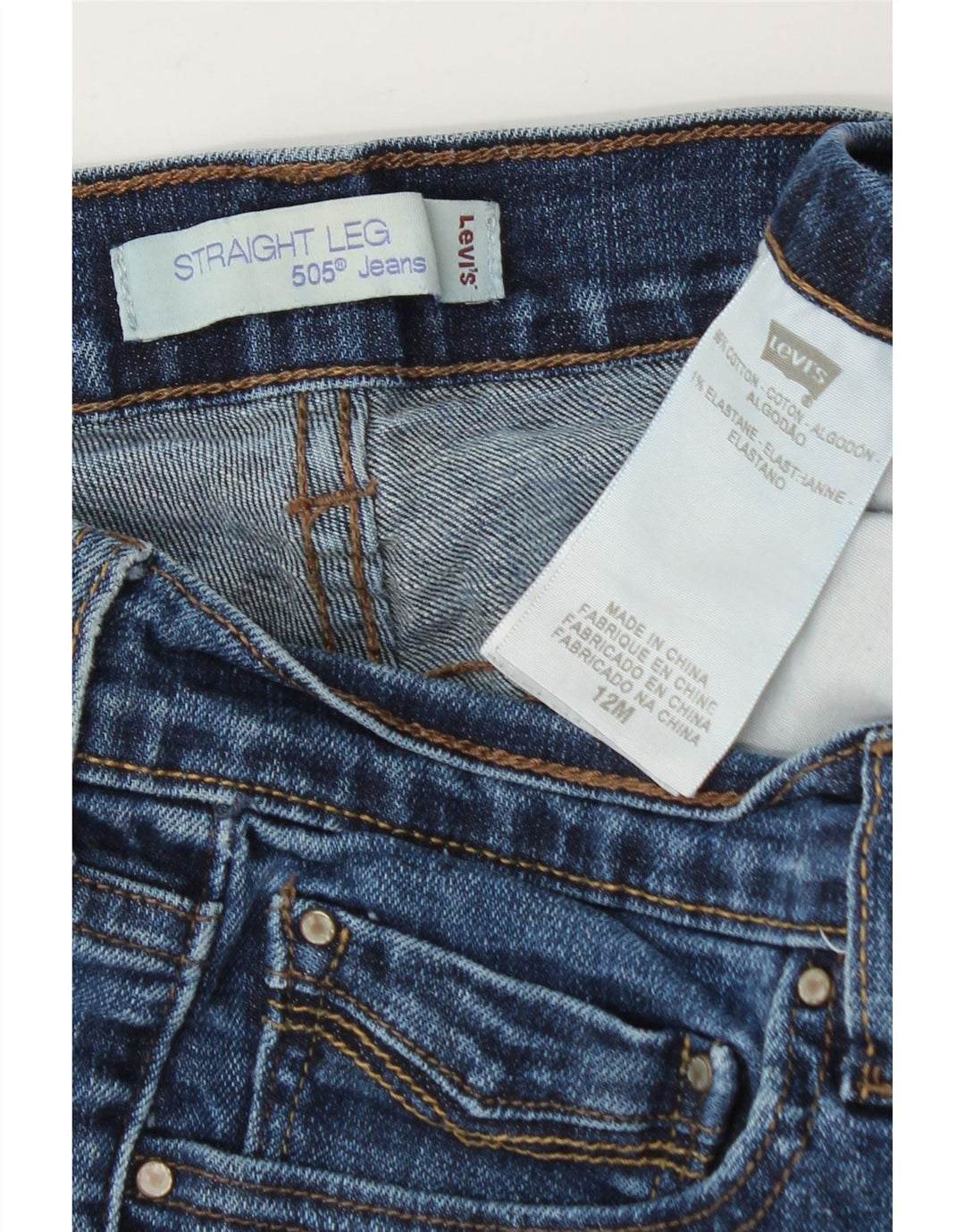 LEVI'S Womens 505 Straight Jeans US 12 Large W32 L30 Blue Cotton Vintage Levi's and Second-Hand Levi's from Messina Hembry 
