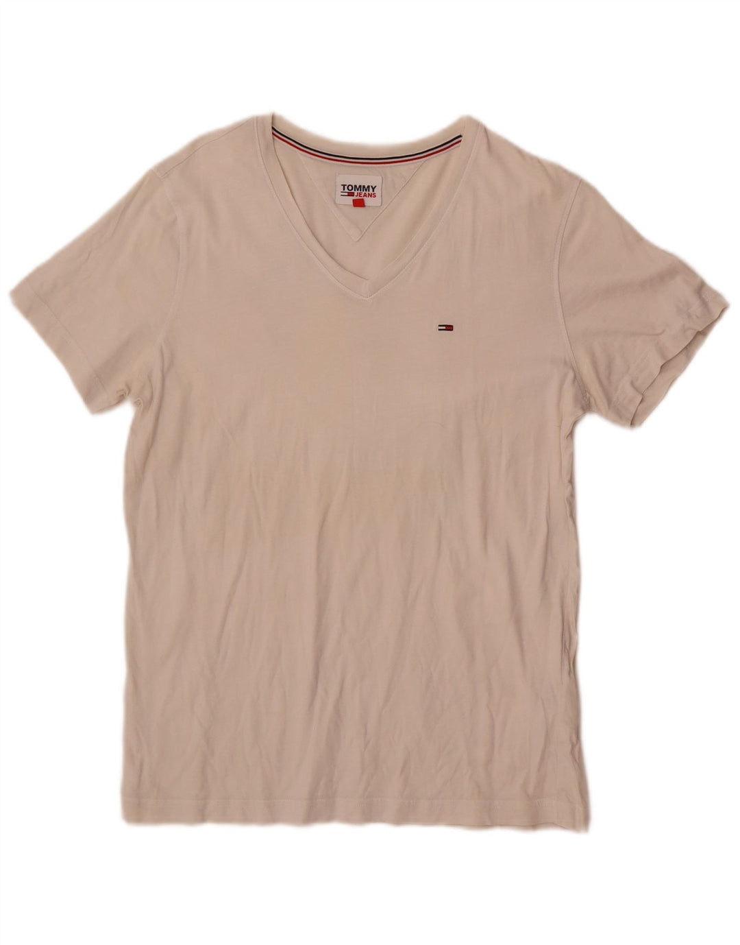 Tommy Hilfiger Dame T-Shirt Top UK 12 Medium Hvid Bomuld