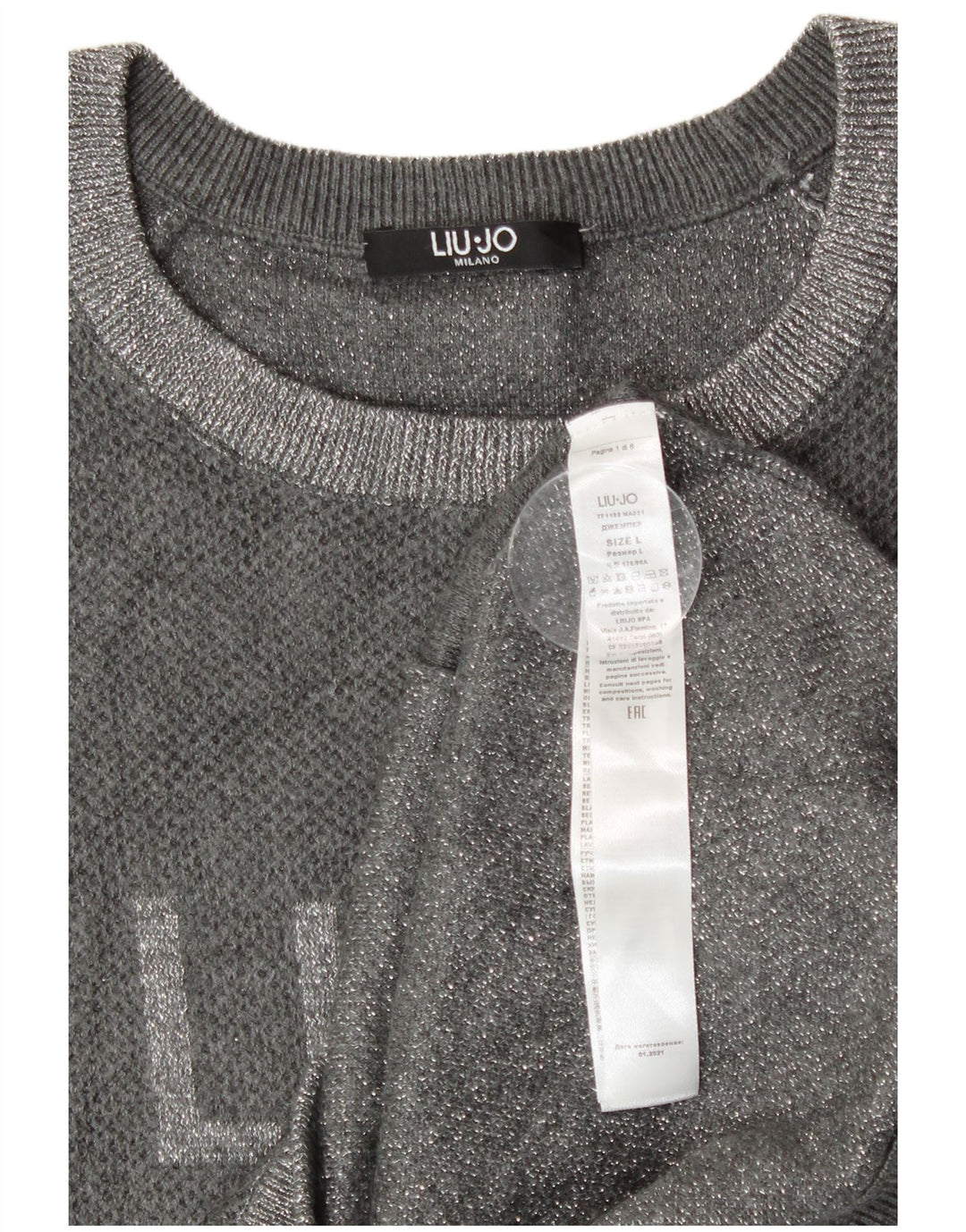 Liu Jo sweater med rund hals til kvinder UK 14 Stor sølvfarveblok