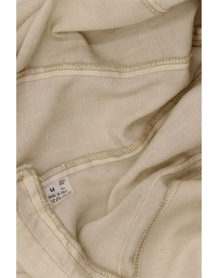 VINTAGE Womens 3 Button Blazer Jacket UK 14 Medium Off White Viscose Vintage Vintage and Second-Hand Vintage from Messina Hembry 