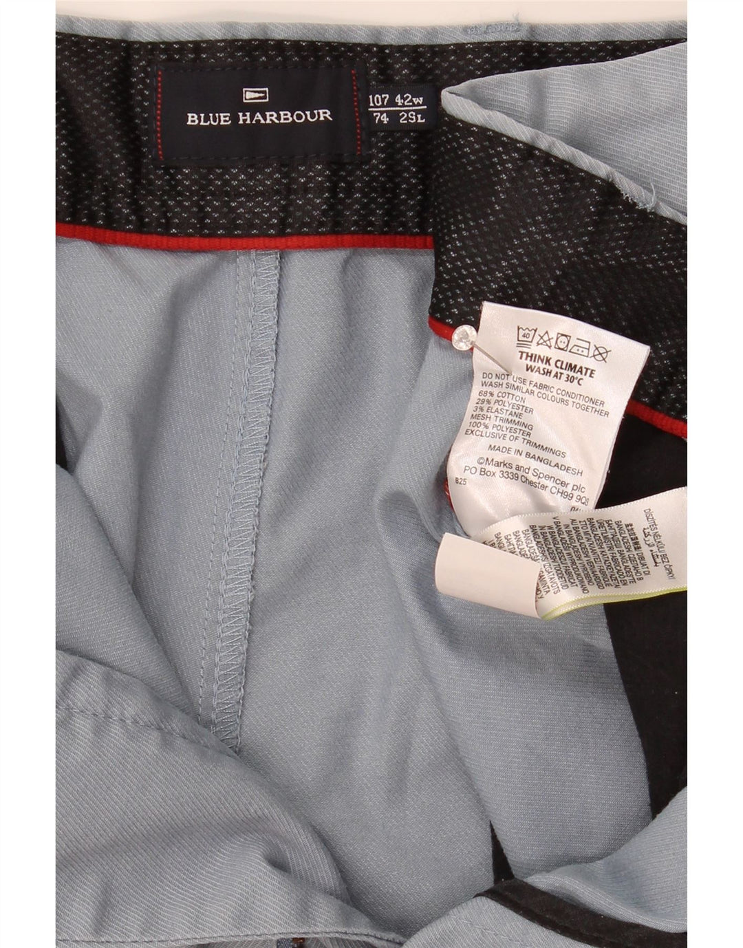 Marks & Spencer Herre Blue Harbor Lige Chinobukser W42 L29 Blå