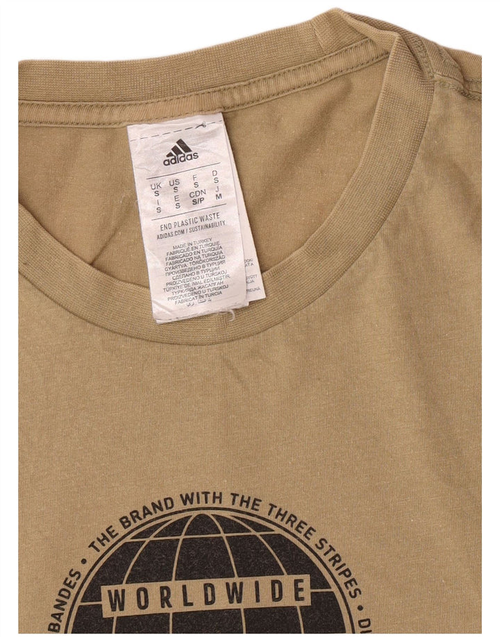 Adidas Herre Regular Graphic T-Shirt Top Lille Khaki Bomuld