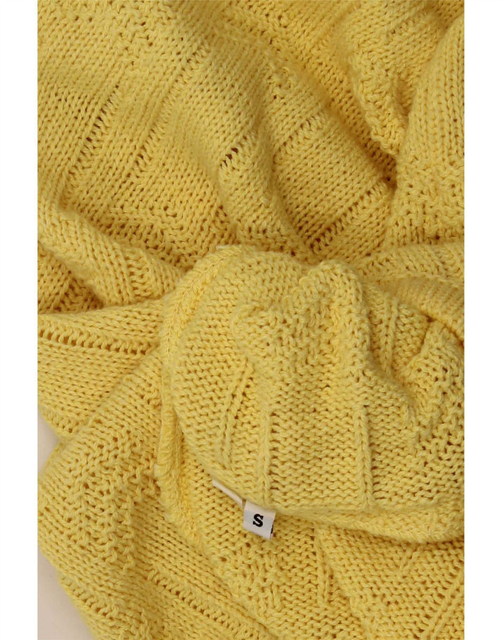 Stefanel Dame Crew Neck Jumper Sweater UK 10 Small Yellow Geometric
