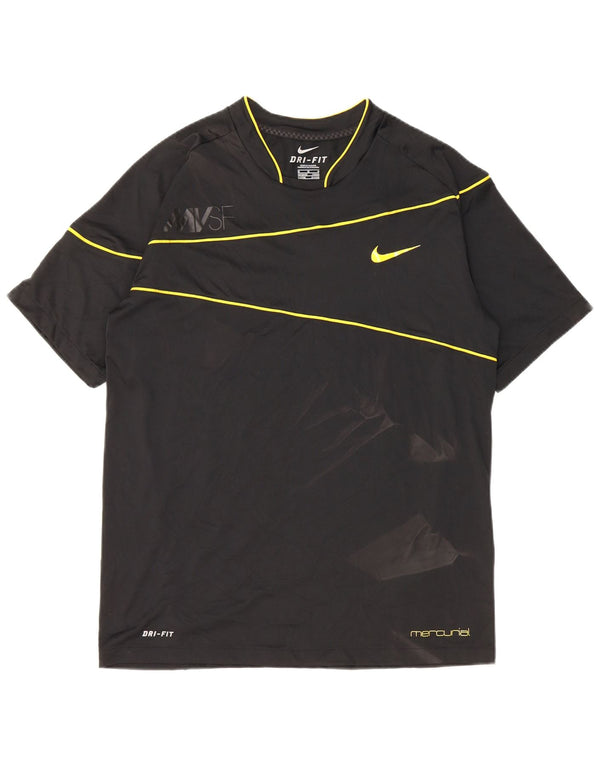 Nike Herre Dri Fit Grafisk T-Shirt Top UK 38/40 Medium Sort Stribet