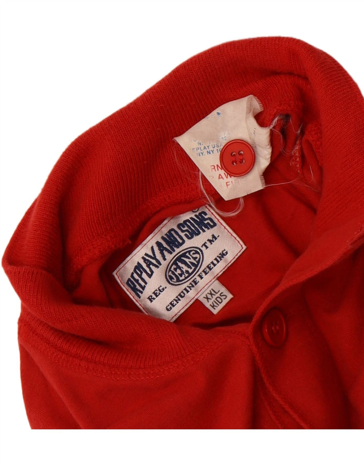 REPLAY Boys Graphic Top Long Sleeve 15-16 Years 2XL Red Vintage Replay and Second-Hand Replay from Messina Hembry 