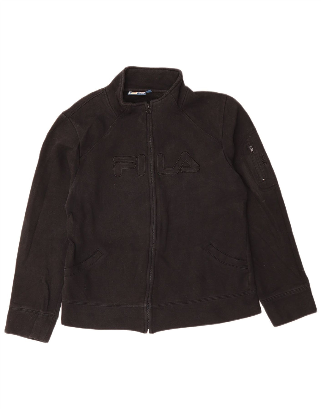 FILA Grafisk træningsdragt topjakke til kvinder UK 16 Stor sort bomuld