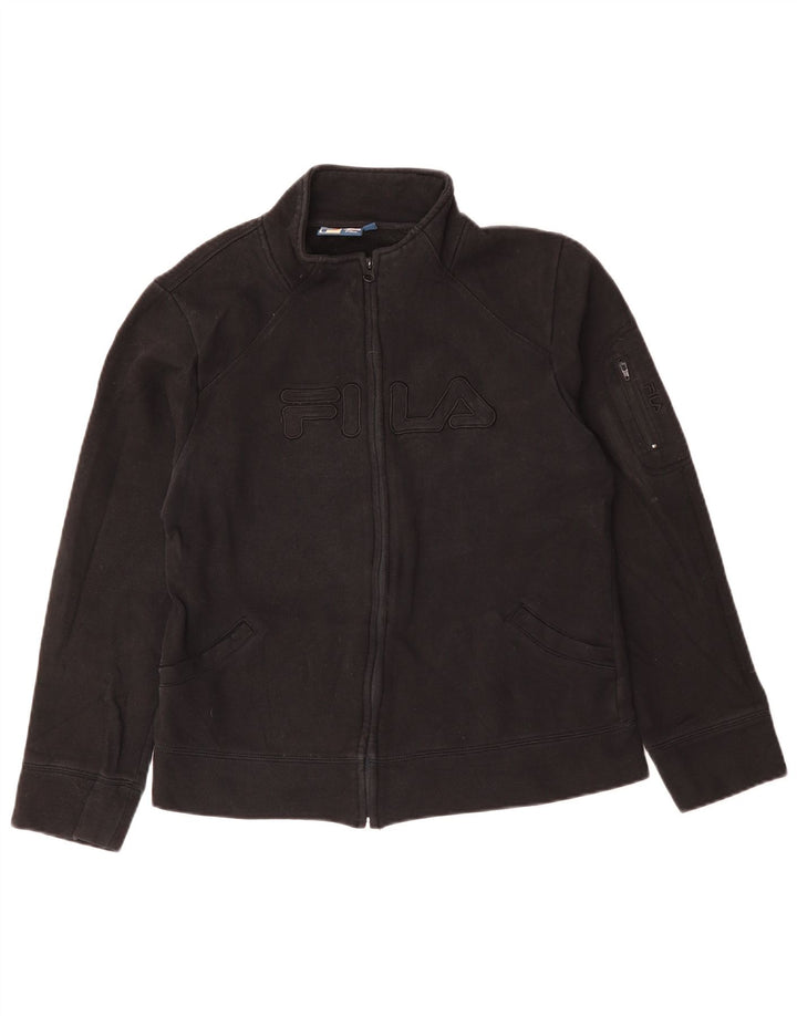 FILA Grafisk træningsdragt topjakke til kvinder UK 16 Stor sort bomuld