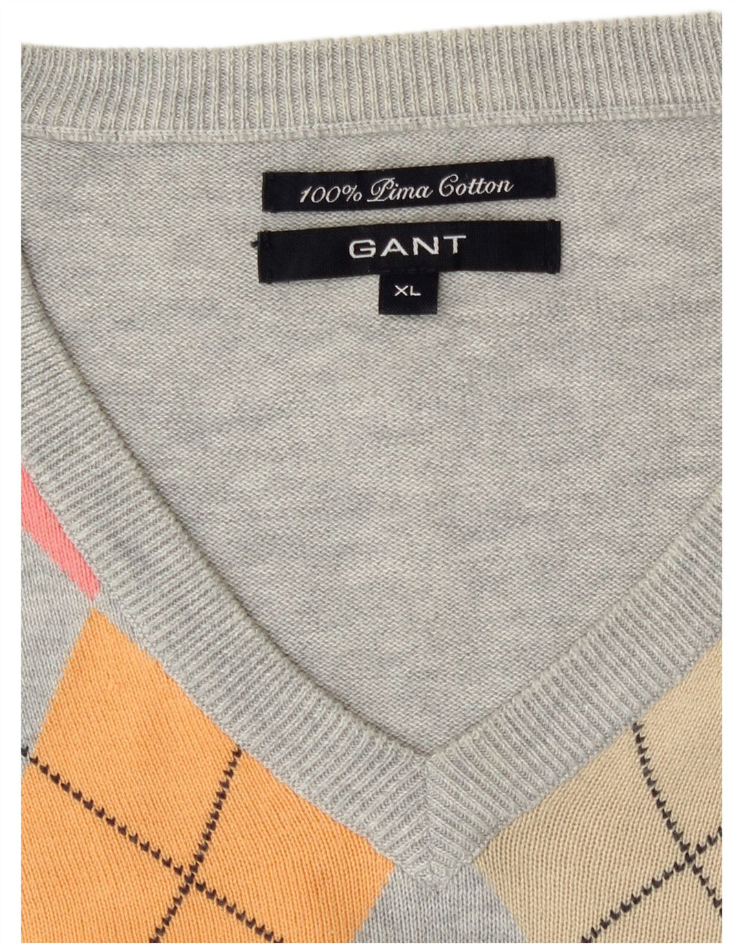 Gant Herre V-hals sweater XL Grå Argyle/Diamond Bomuld
