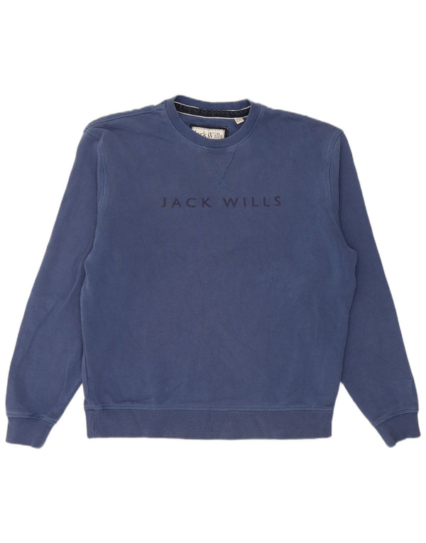 Jack Wills Herre Grafisk Sweatshirt Jumper Medium Blå Bomuld