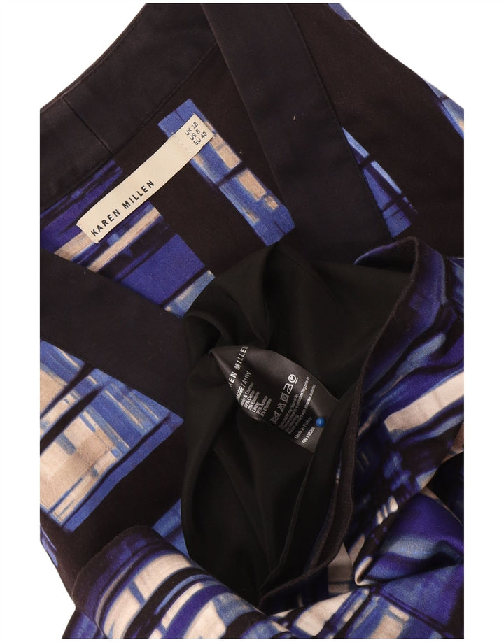 Karen Millen Dame Ærmeløs Basic Kjole UK 12 Medium Blue Geometric