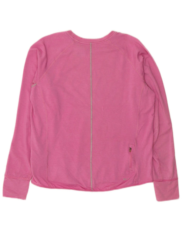 NIKE Dame Dri Fit Top Langærmet UK 18 XL Pink Lyocell