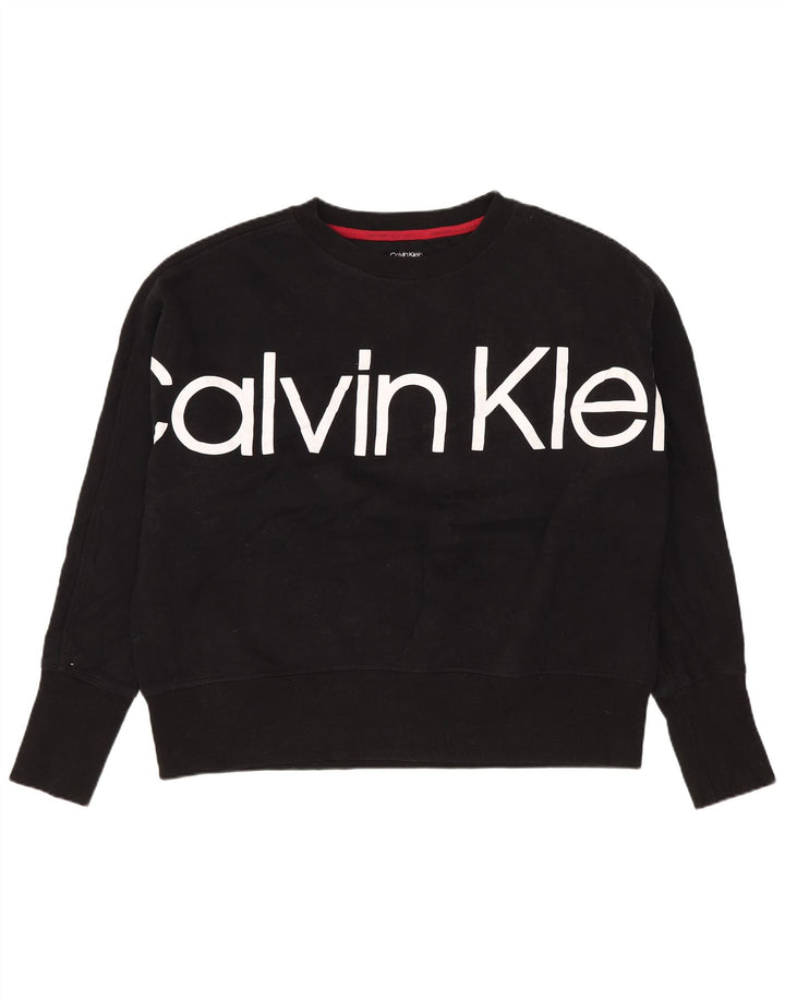 Calvin Klein Dame Grafisk Oversized Sweatshirt Jumper UK 14 Medium Sort