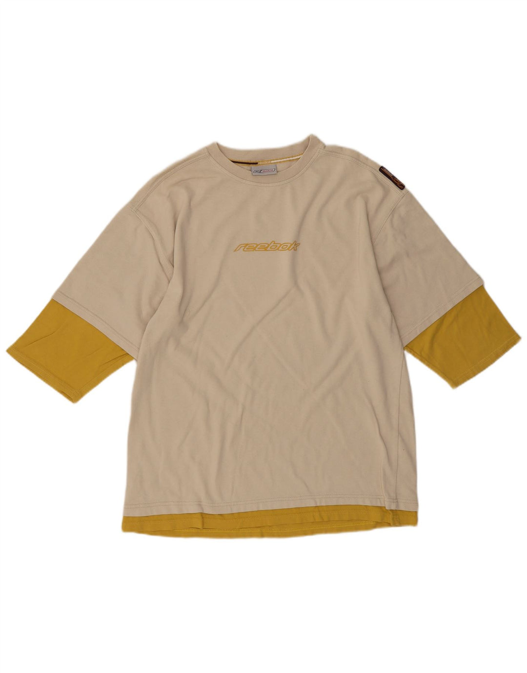 REEBOK Herre grafisk T-shirt Top Medium Beige Colourblock