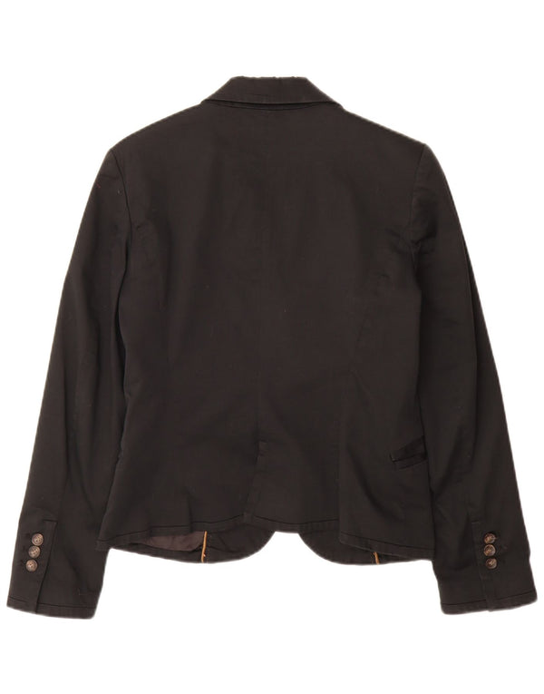 Zara Dame 2 Button Blazer Jacket UK 14 Large Black Bomuld