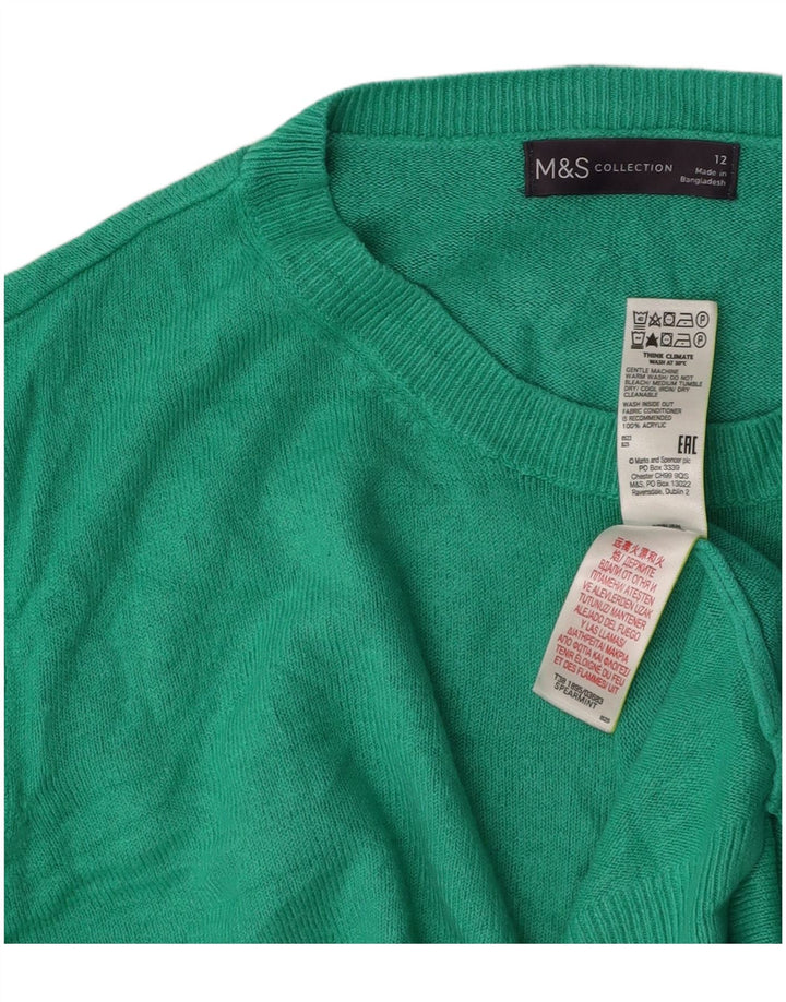 MARKS & SPENCER Dame sweater med rund hals DK 12 mellemgrøn akryl