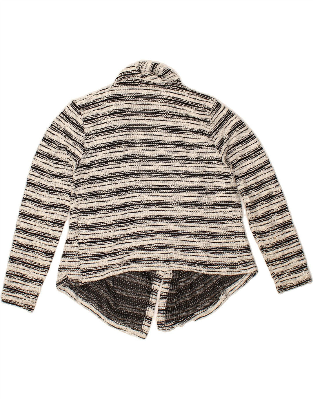 EDDIE BAUER Womens Asymmetric Cardigan Sweater UK 14 Large White Striped Vintage Eddie Bauer and Second-Hand Eddie Bauer from Messina Hembry 