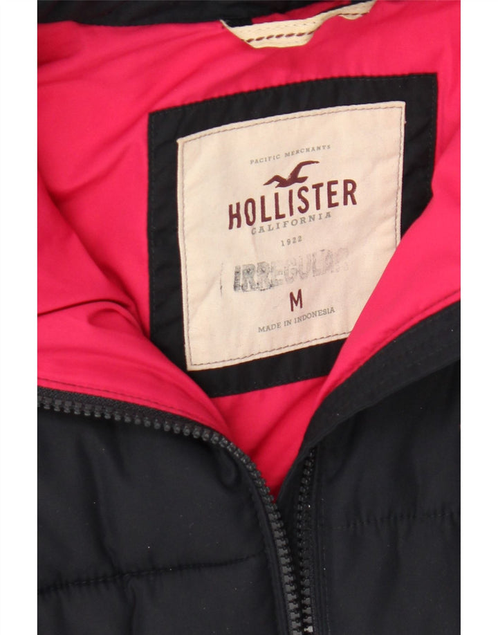 Hollister Polstret hættejakke til kvinder UK 12 Mellem marineblå polyester