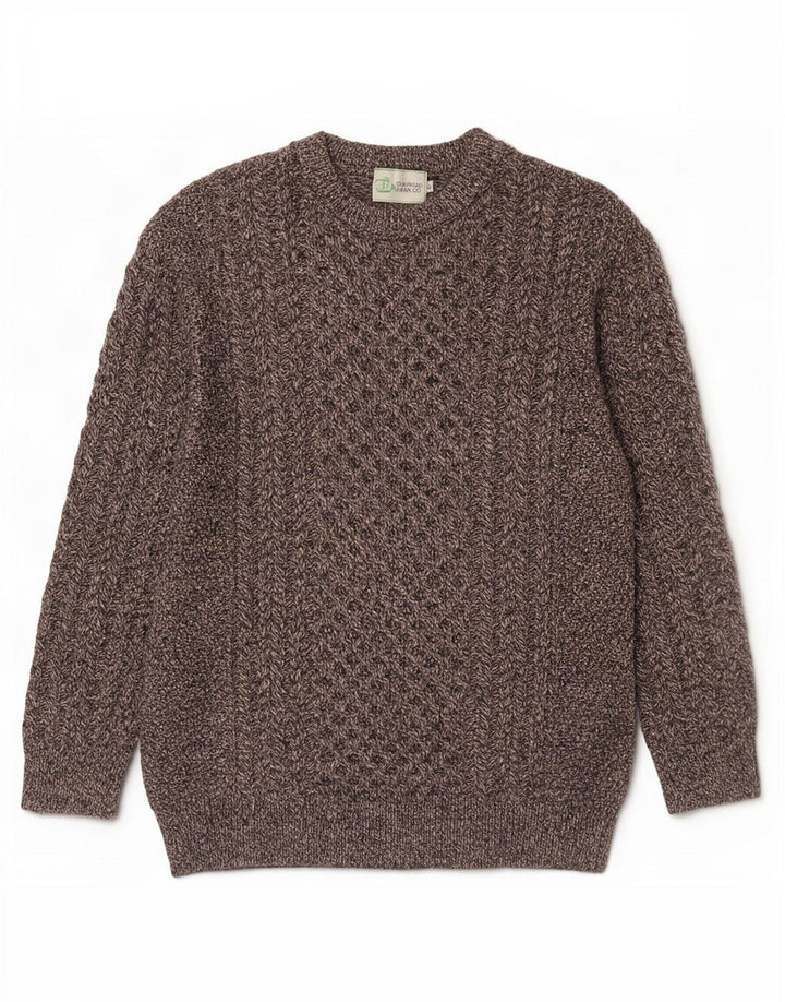 Original Aran CO. Herre sweater med rund hals XL Grå Merinould