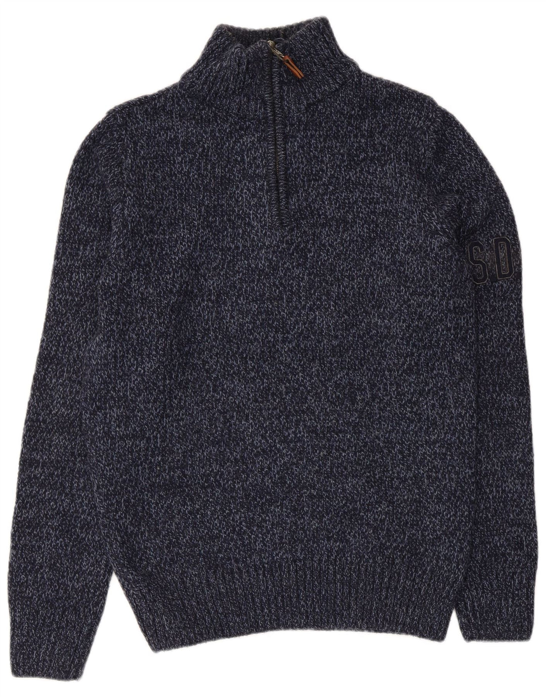 Superdry sweater med lynlås til kvinder UK 14 Medium Navy Blue Flecked