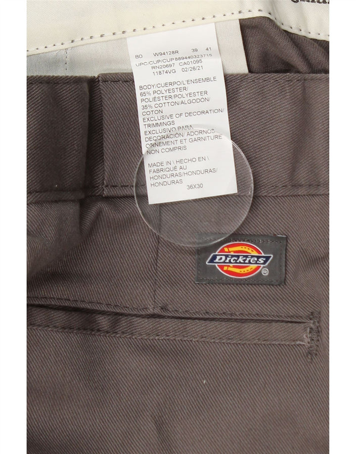 DICKIES Mens Flex Straight Chino Trousers W36 L30  Grey Polyester