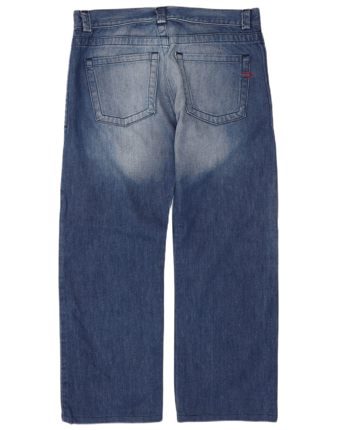DIESEL Herre Acid Wash Straight Jeans W34 L29 Blå Bomuld
