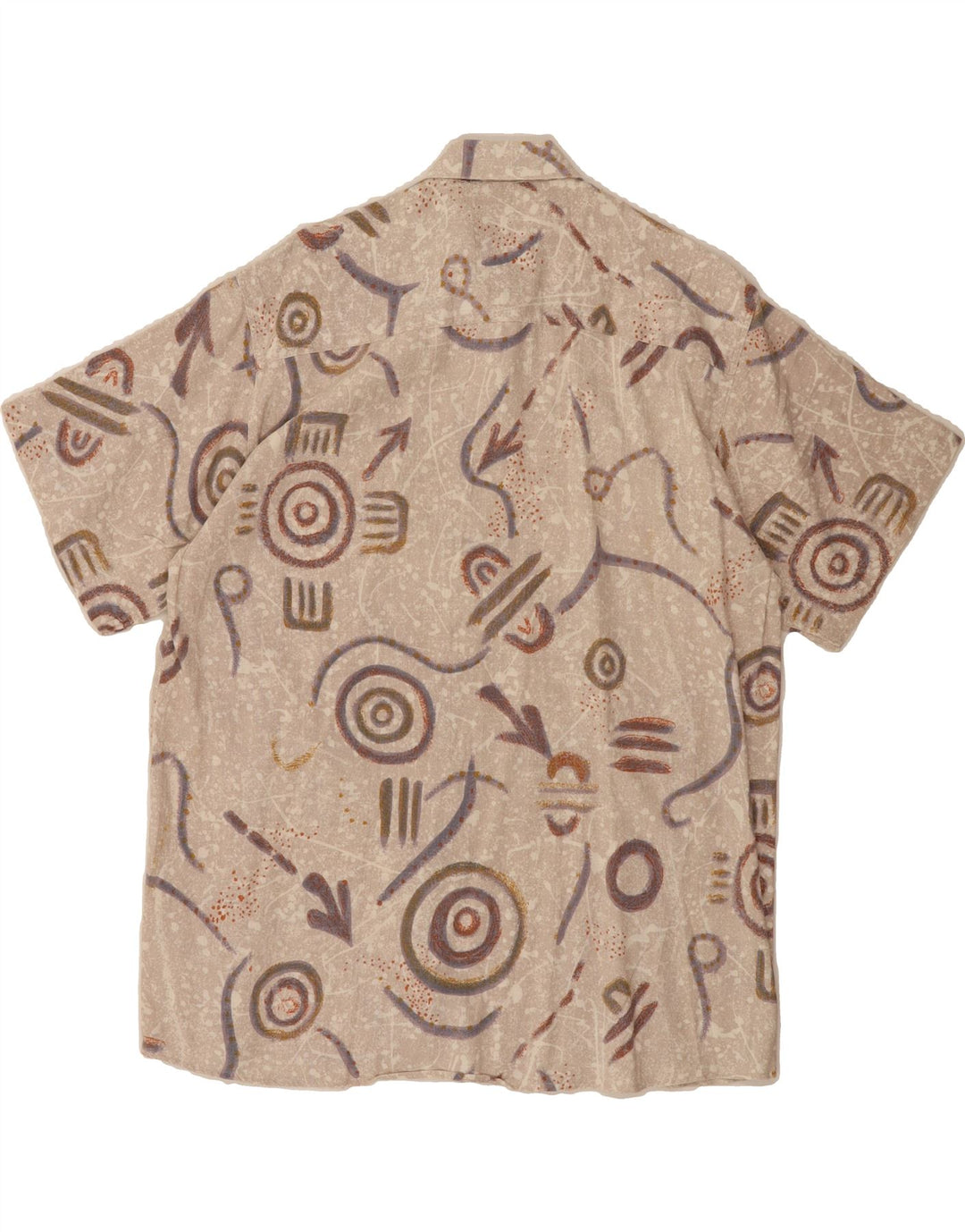 MANTONI Mens Abstract Pattern Short Sleeve Shirt Size 41/42 Large Beige Vintage Mantoni and Second-Hand Mantoni from Messina Hembry 