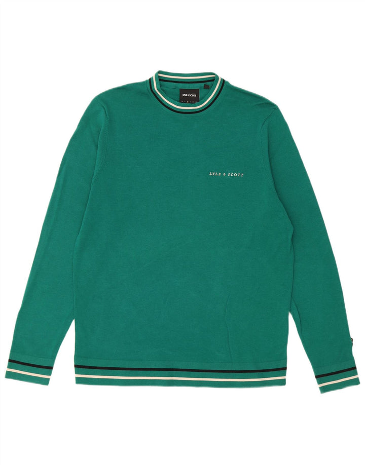 Lyle & Scott Herre Regular Fit Jumper Sweater med rund hals mellemgrøn bomuld