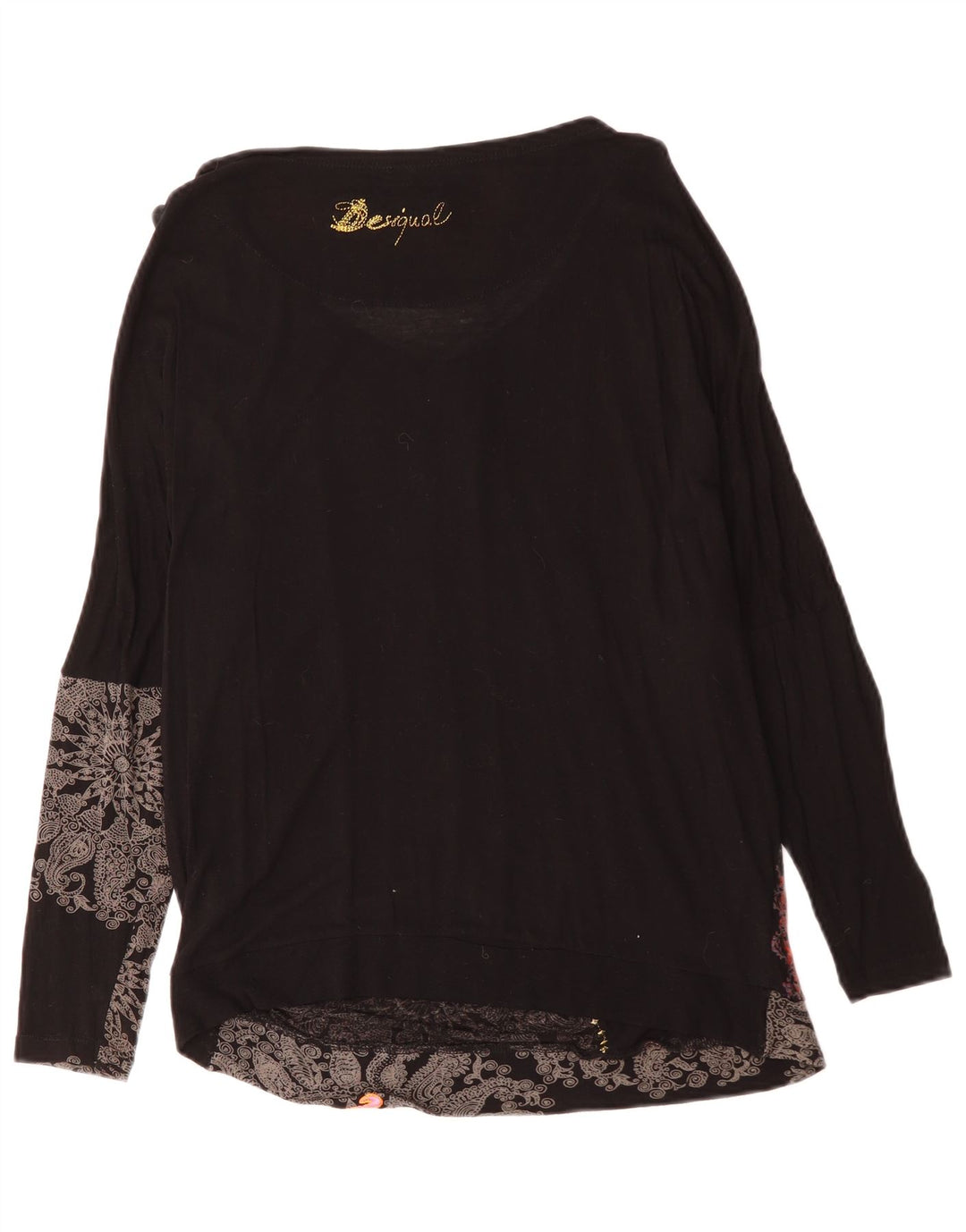 Desigual Kvinders Oversized grafisk Top Langærmet UK 16 Large Black Floral