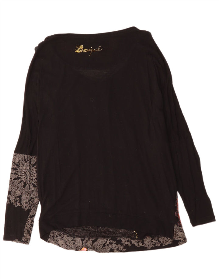 Desigual Kvinders Oversized grafisk Top Langærmet UK 16 Large Black Floral