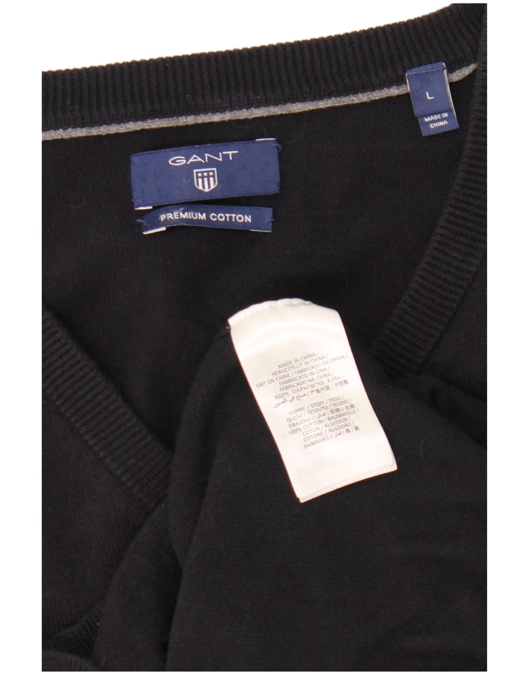 Gant Herre V-hals sweater Stor marineblå bomuld