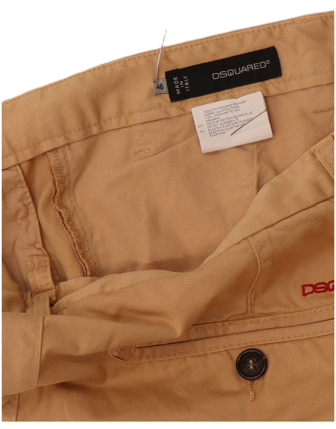 Dsquared2 Dame Slim Chino Bukser IT 46 Large W32 L32 Beige Bomuld
