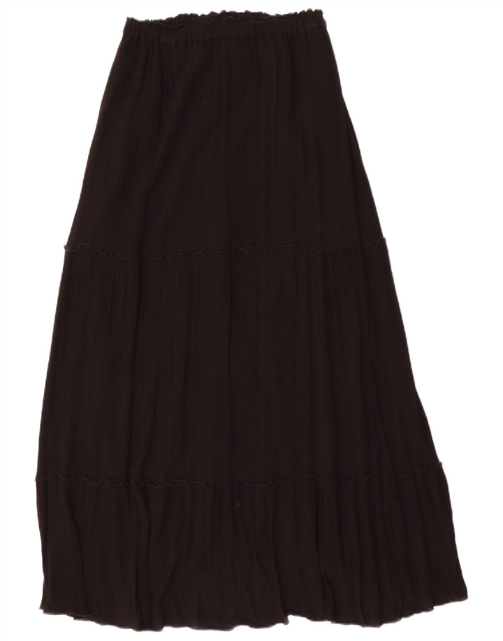 Zara Dame Maxi Tiered Skirt Small W26 Black Viscose