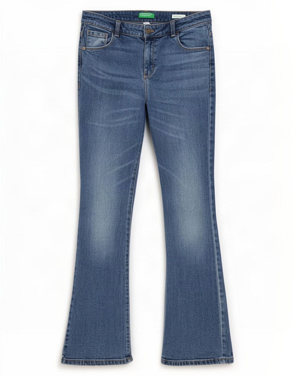 Benetton Girls Bonnie Flared Jeans 13-14 år 3XL W28 L79 Blå Bomuld