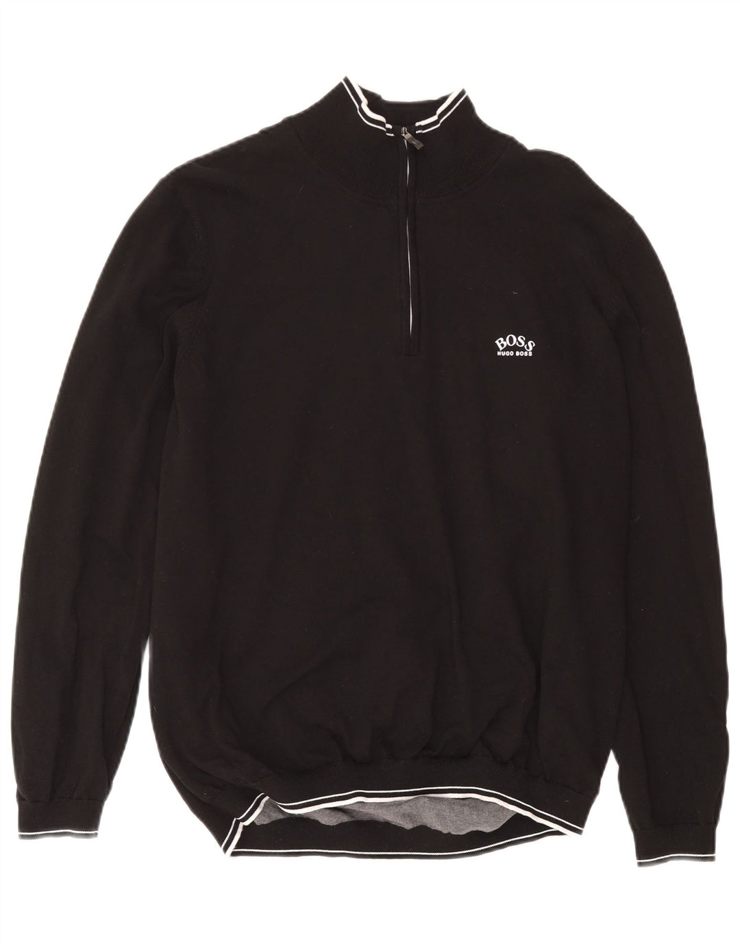 Hugo Boss Herre Zip Neck Jumper Sweater 2XL Sort Bomuld
