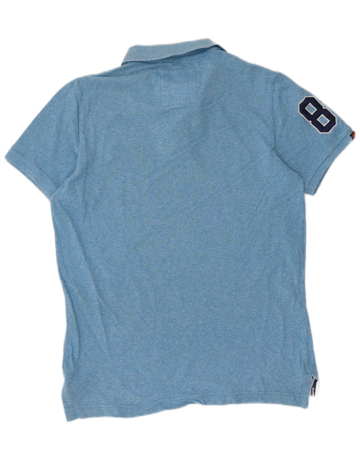 Superdry Grafisk Polo Shirt til mænd XL Blå Flecked