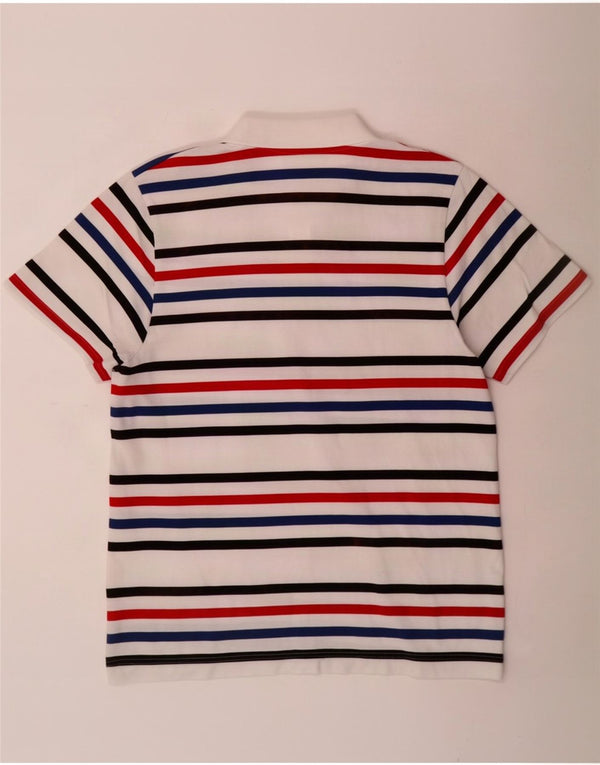 Lacoste herre poloshirt XL hvid stribet bomuld